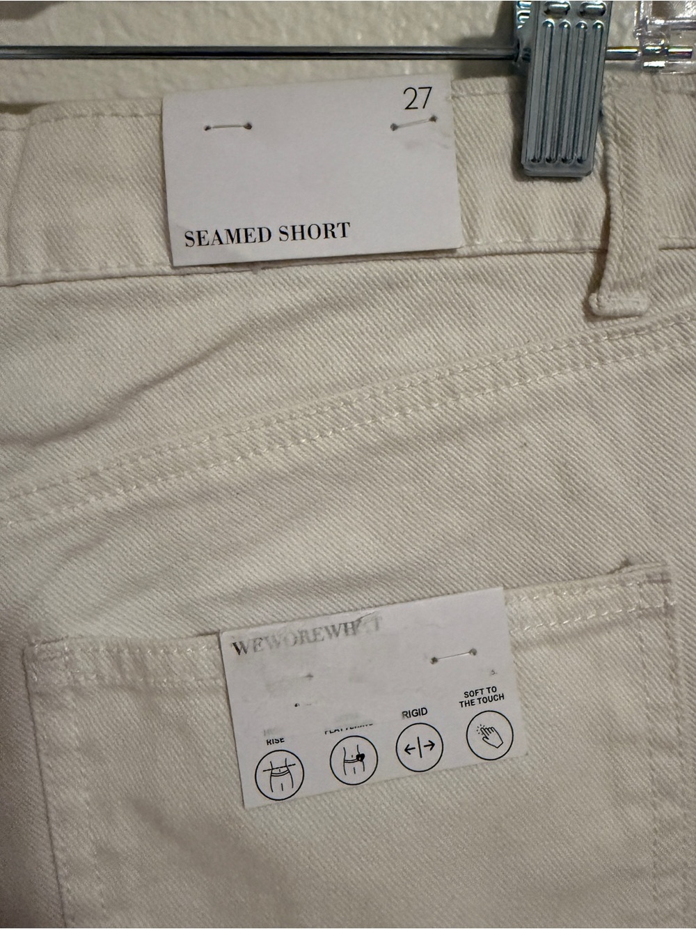 High-Waist White Denim Shorts WeWoreWhat with Button Front - Picture 6 of 14